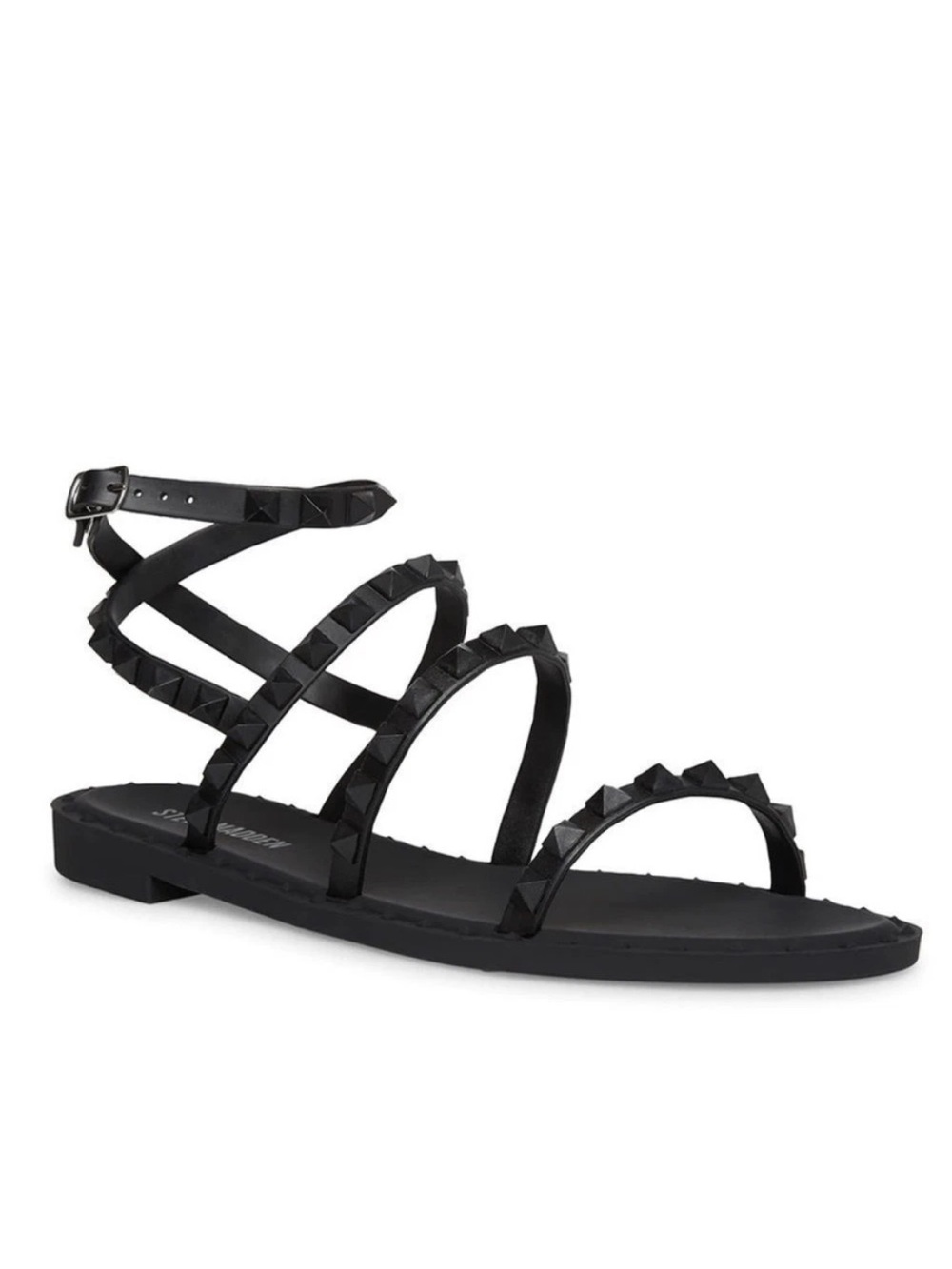 Steve Madden Matte Black on Black Travel Jelly Studded Sandals Women’s Size 7